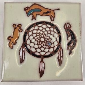 Earthtones Southwestern Dreamcatcher Tile Collectible Trivet 4” USA